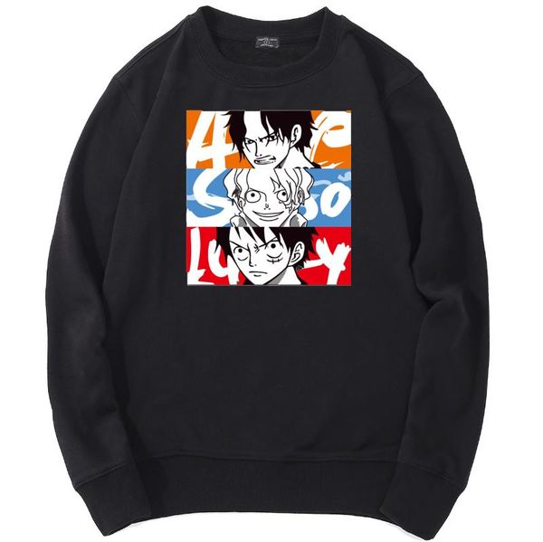 

one piece anime male sweatshirts spring hip hop mens outwear pirate brothers casual streetwear tracksuit men new brand pullovers, Black