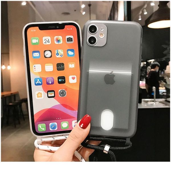 

kjoew crossbody necklace cord lanyard with rope/card pocket phone case for iphone se 2 2020 11 pro max x x qylmzy