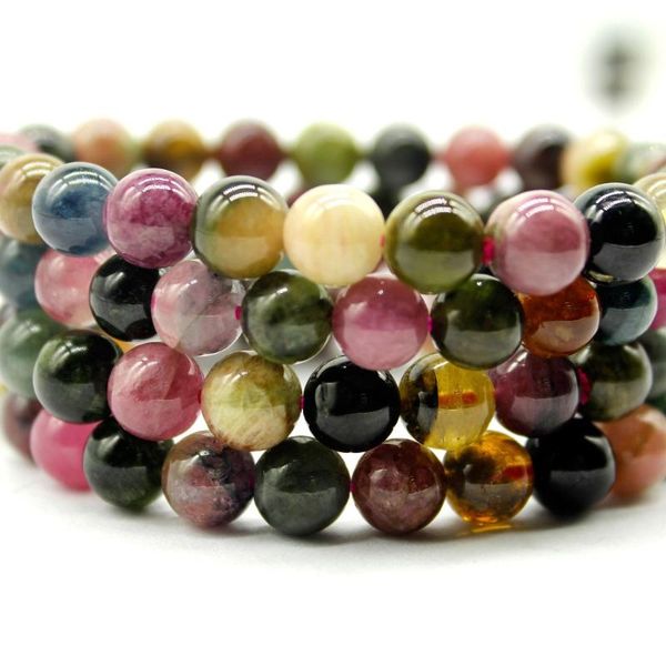 

8mm beads natural tourmaline stone strand bracelets fashion women charm jewelry gifts rainbow tourmaline gem stone bracelet, Black