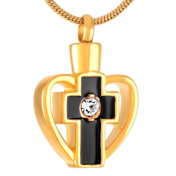 

pendant necklaces latin cross with crystal in hollow heart necklace ash keepsake pet memorial cremation jewelry personalized color, Silver