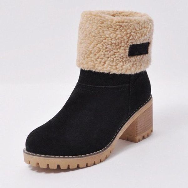 

boots women's snow 2021 winter leisure non-slip warm suede boots1, Black