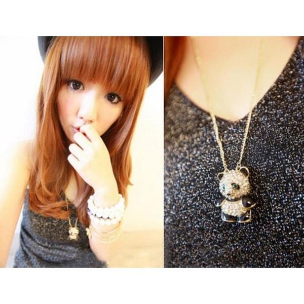 

nice beautiful cute drip simple and lovely full diamond love panda necklace sweater chain w sqcbzt dh_seller2010, Silver