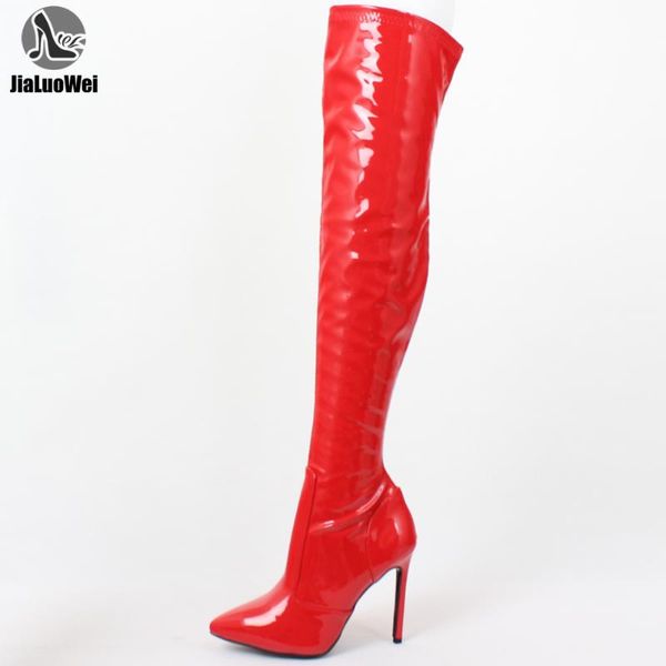 

jialuowei ladies mens thigh high over knee boots stiletto heel size 5-15, Black