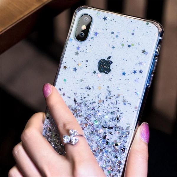 

simple foil star bling glitter case for iphone 6 6s 7 8 plus soft tpu silicone cover for iphone x xr xs sqctgf home2006