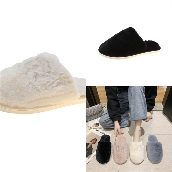 

nq5v6 new women fuzzy winter furry minion plush girl slippers black red warm leisure plush slippers comfortable slides