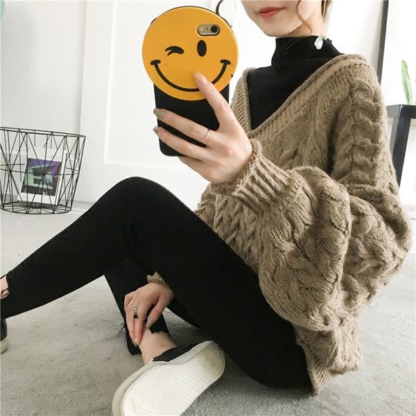 

2021 new turtleneck sweater female loose pieces lazy 7x7x, White;black