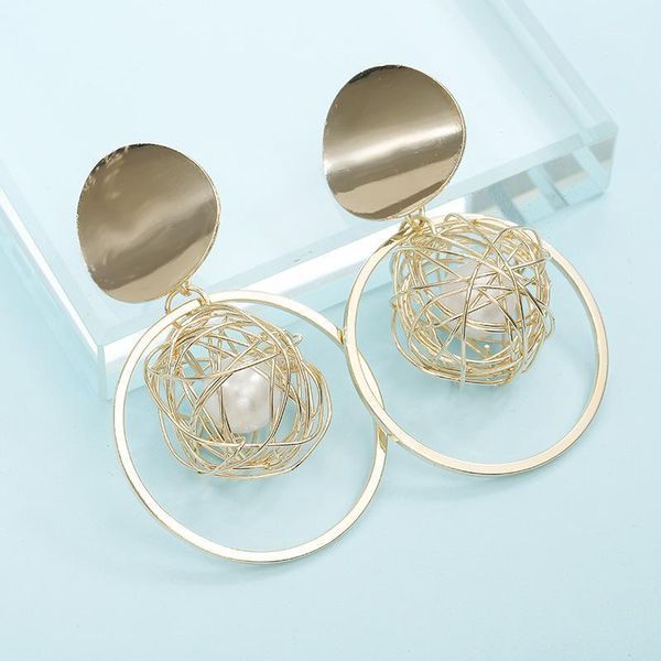 Baumeln Kronleuchter Vintage Stilvolle Ohrringe Für Frauen Lange Gold Ball Aussage Ohrring Metall Perle Earing Hängen Mode Trendy Schmuck1