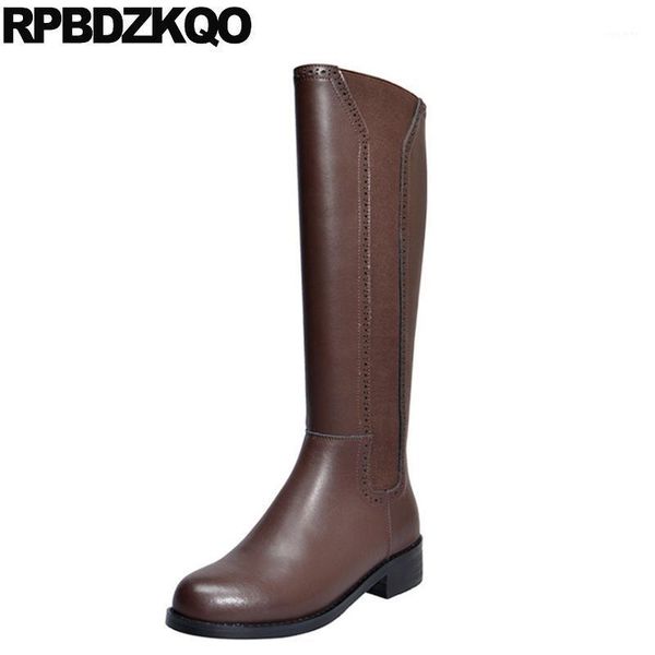 

chinese fur 2020 long autumn knee high tall black brown winter round toe side zip boots quality women block fall shoes chunky1