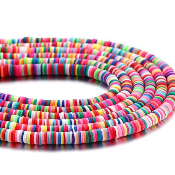 

15inch 4 mm flat round clay beads polymer mixed colors spacer loose beads for bracelet diy jewelry making supplies components h bbykjb, Silver