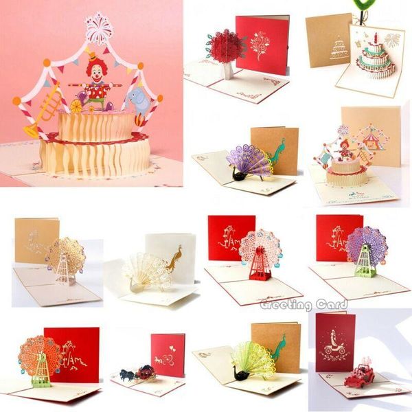 

greeting cards 3d up card wedding valentine birthday christmas anniversary festival invitations gift handmade cards1