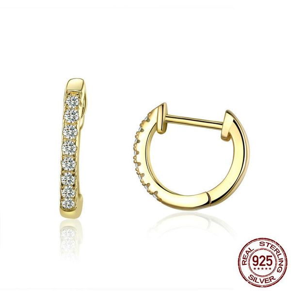 

new design hoop earrings fashion delicate rhinestone princess accessories real 925 sterling silver geometric gold earring for girls, Golden;silver