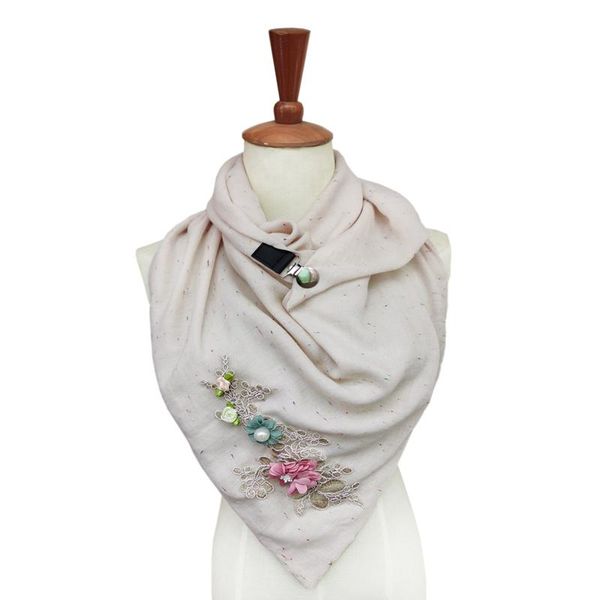 

women floral embroidery lace applique accessories scarf cotton flower scarves handmade button soft wrap shawls echarpe femme, Blue;gray