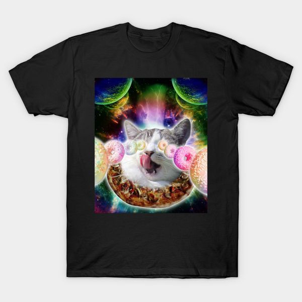 

men funny space pizza cat with rainbow laser donut eyes by skylerjhill tshirt tees harajuku sport hooded sweatshirt hoodie men t shirt