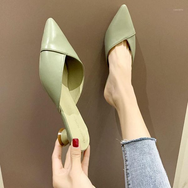 

ladies shoes low heel slippers women summer style pointed toe mules shoes women comfortable slippers womens footwear 20201, Black