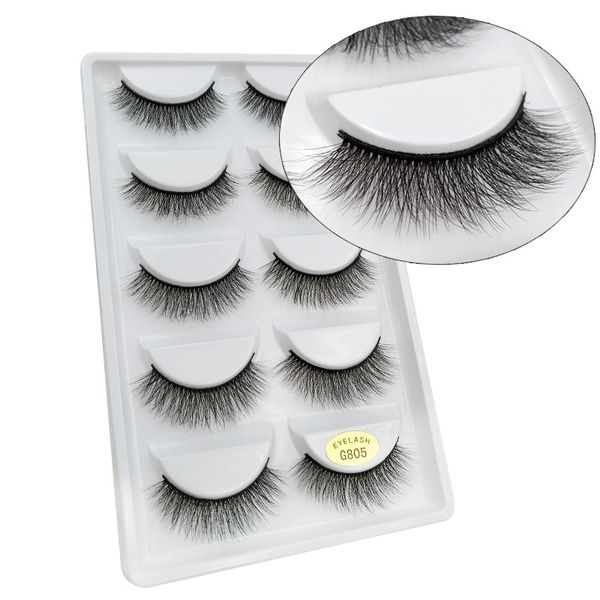 

5pairs faux fiber false eyelashes synthetic fake lashes 3d silk eyelashes g805