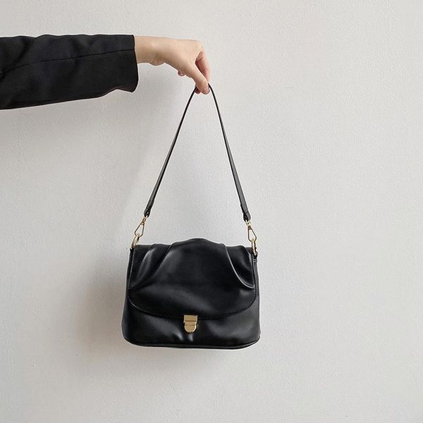 

single shoulder handbag 2020 retro soft leather folds underarm bag fashion messenger bag female