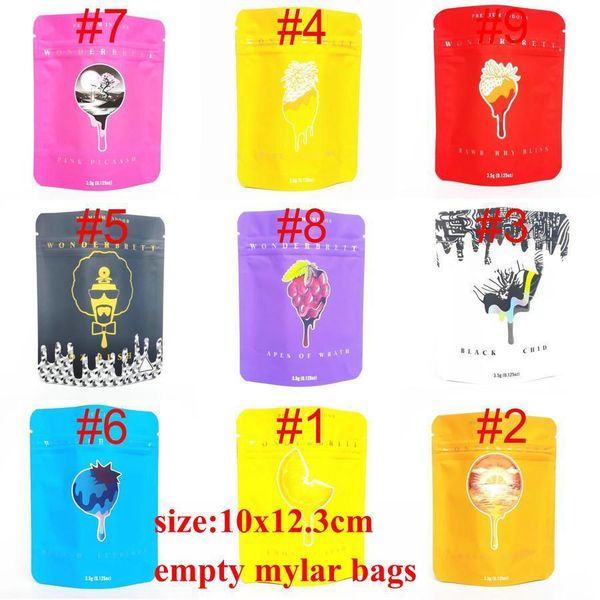

3.5g mylar bag wonderbrett dry herb flower packaging resealable zipper stand up pouch blue yellow white red color wmtqgz bdedome