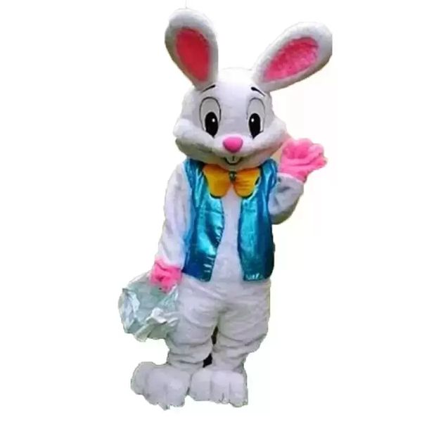 Costumi della mascotte del coniglio bianco di alta qualità Vestito da festa operato da Natale Vestito da personaggio dei cartoni animati Vestito da adulto Taglia Carnevale Pasqua Pubblicità a tema Abbigliamento