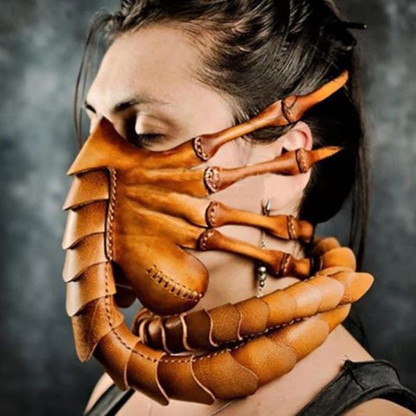 

horror scary half prop rubber 2021 halloween face facehugger scorpion mask