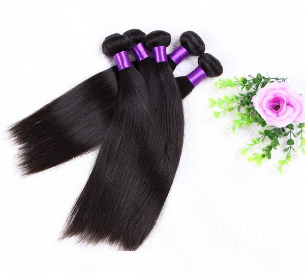

peruvian malaysian indian brazilian virgin human hair natural color weaves 3 4 5 bundles body wave straight loose deep kinky curly remy hair, Black
