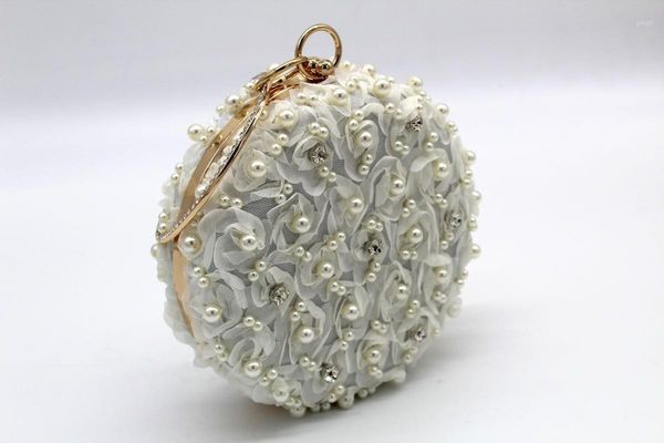 

evening bags 2021 korean dinner bag women's round flower beaded lady clutch1