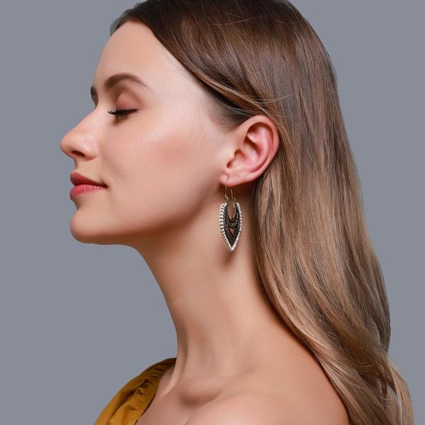 

dangle & chandelier ethnic style selling earrings women's old sense exaggerated hollow heart-shaped retro bohemian hand-wound, Silver