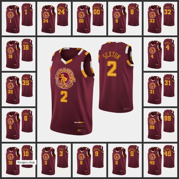 

screen print 75th anniversary basketball clevelands men collin sexton jarrett allen evan mobley isaac okoro darius garland lauri cavalier je, Black