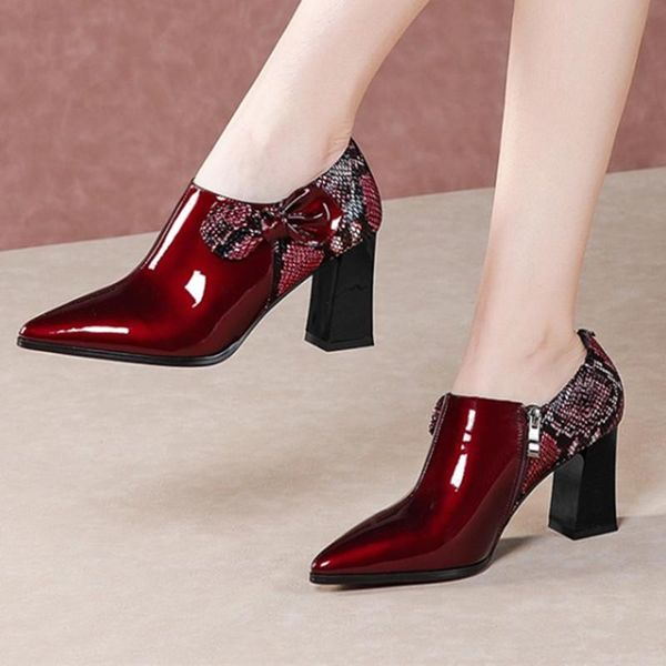 

high heels pumps women spring autumn four season genuine leather party prom shoes woman pointed toe shallow pumps, Black