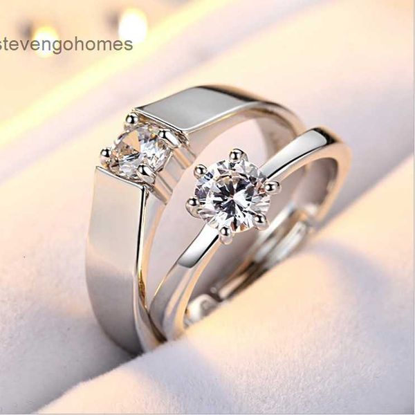 

zircon selling couple's live open mouth female six claw wedding ring accessories, Silver