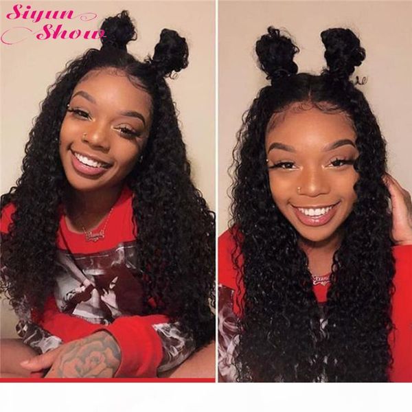 

сиюнь show 30inch парик deep wave 13x6 фронта шнурка человеческих волос парики pre щипковых 360 полный парик шнурка remy бразильский человеч, Black;brown