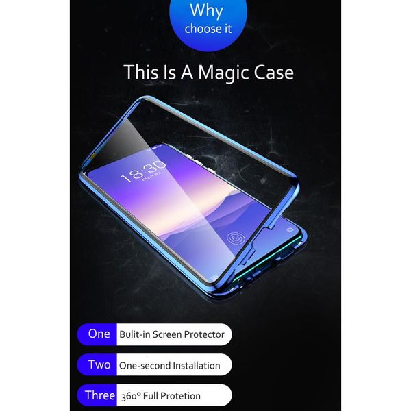 

360 double side tempered glass magnetic case for oppo realme 6i 5i 6 5 pro c3 xt reno 2 bbyivu