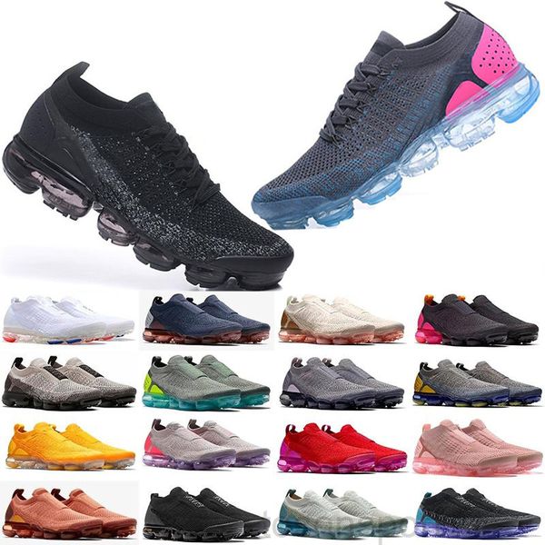 

2021 moc 2 laceless react 2.0 mens casual shoes triple black designer des chaussures women sneakers fly white knit cushion trainers 6u-q