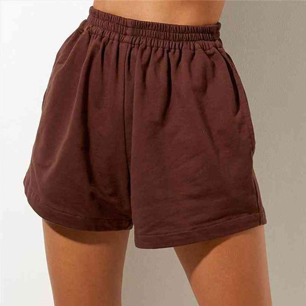 

women summer casual shorts solid color high waist elastic loose wide leg short pants sports sweatpants female bottoms, White;black