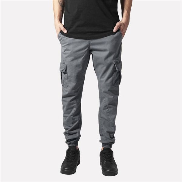 

men sport trouser casual fashion pure drawstring distressed long pencil pants men gym fitness short pants streetwear 2020 new11, Black