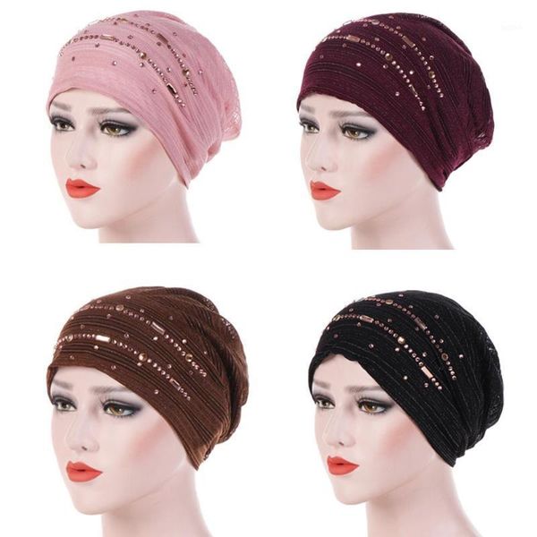 

muslim inner hijab cap islamic head wear hat headband turban head scarf headwrap women hair loss hat middle east hats1, Red