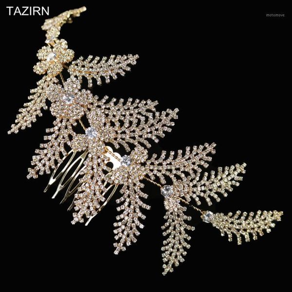 

hair clips & barrettes 2021 est cubic zirconia wedding bridal headbands with combs zircon pageant headpieces cz party prom jewelry accessori, Golden;silver