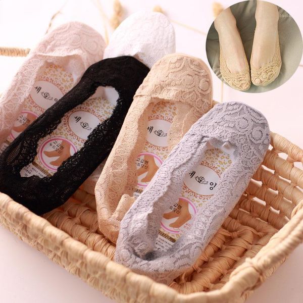 

women cotton lace antiskid invisible liner socks silicone boat rayon floral transparent stretch elasticity ankle cool socks1, Black;white