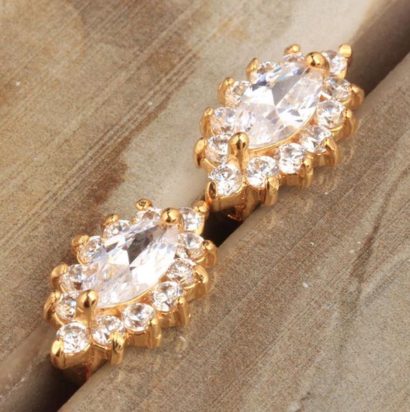 

charismatic white zircon gold filled huggie hoop earring s5035, Golden;silver