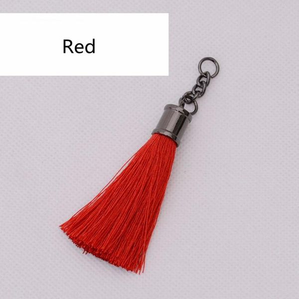 

2pcs alloy rayon gun color pull ring tassel keychain diy garments decorative accessories woman phone bag tassels fringe pendants h jllcur