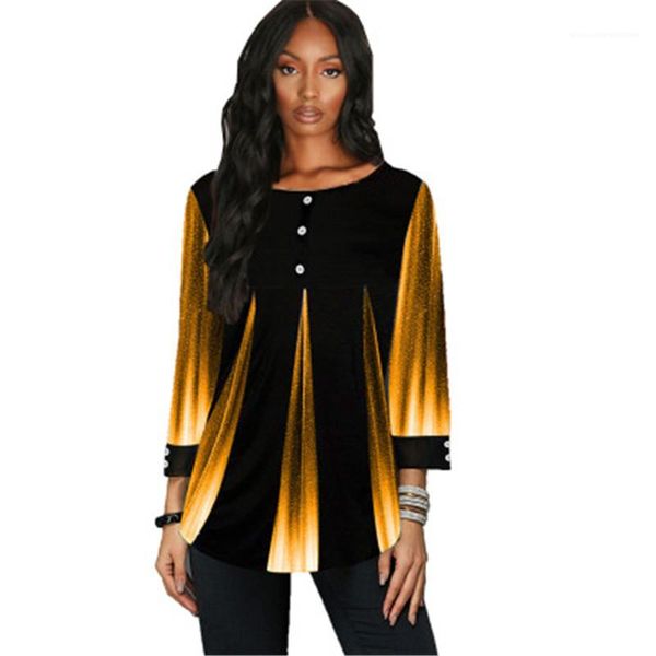 

fashion trend crew neck 3/4sleeve loose tee designer summer female new casual button tshirts women gradient short sleeve t-shirts, White