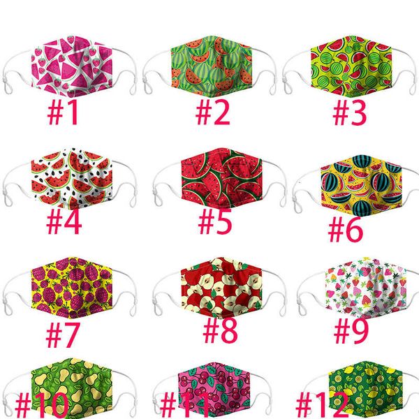 

50pcs print face fashion masks fruit washable safet dustproof haze reusable pm2.5 adjustable protective mask ahf27