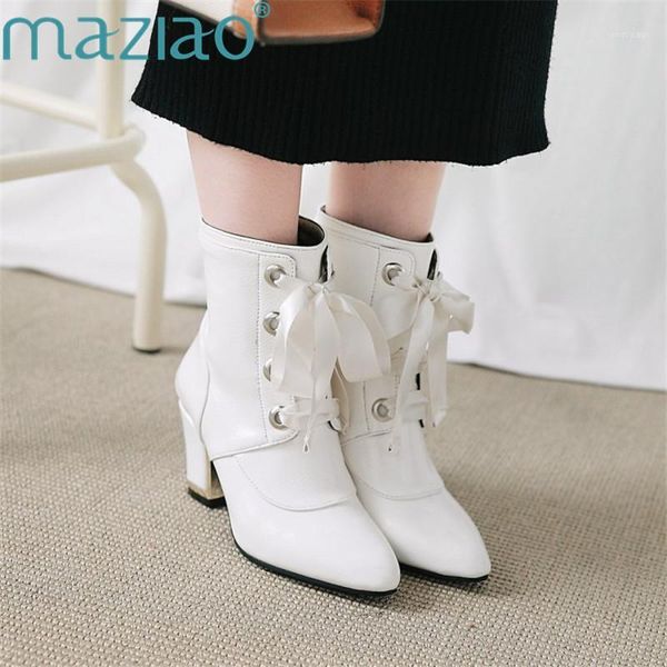 Saltos altos feminino nas botas de tornozelo de altas sapatilhas de moda ladras de volta com zíper apontado com as botas de cinta transversal maziao1