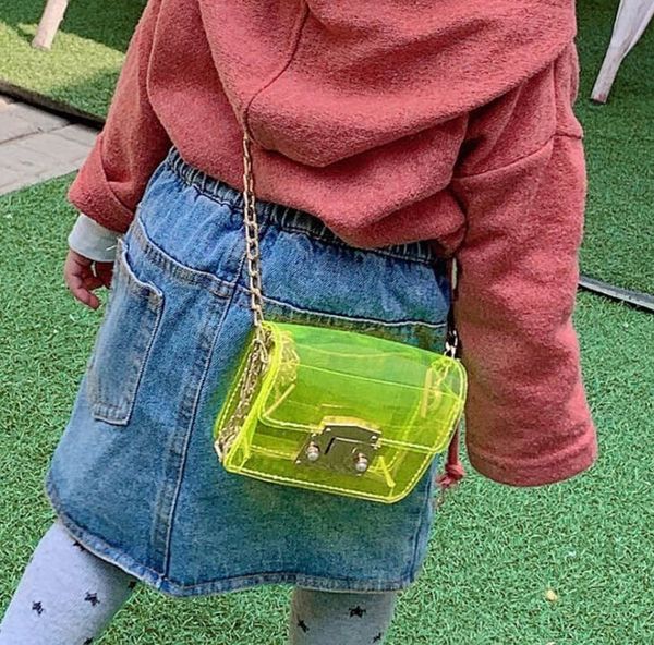 

2021 childrens bags transparent jelly bag korean version of baby shoulder bag cute little princess change crossbody bag wholesale, Black