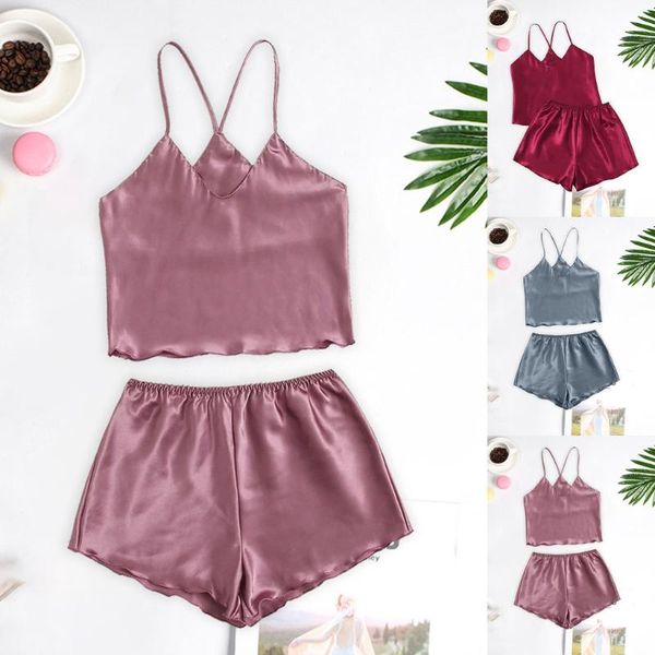 

pijamas women sleepwear lingerie new satin silk pajamas nightdress lingerie women underwear sleepwear satin pijama mujer, Black;red