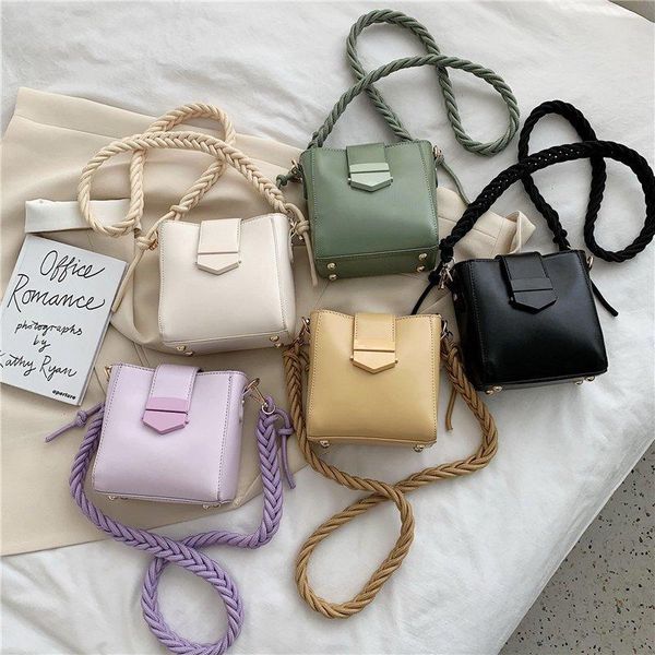 

crossbody bags lady handbags bag sac for women summer sweet mini shoulder bags casual weave strap women bucket bag