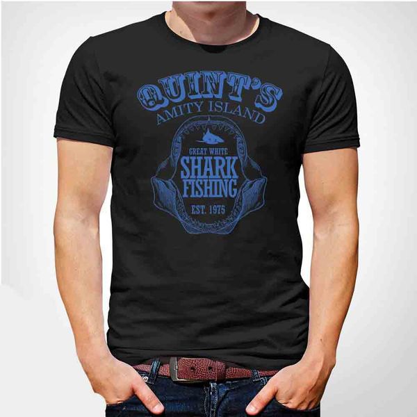 

brand new summer mens short amity island funny shark jaws quints retro movie gift him dad black cute hooded sweatshirt hoodie men t shirt