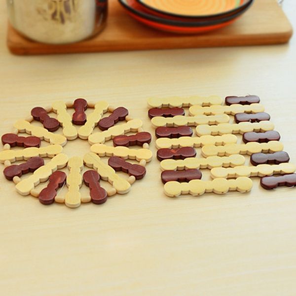 

round table mat square placemat bamboo bowl mat insulation heat pad anti-scalding cup holder home kitchen accessory tool vt0345