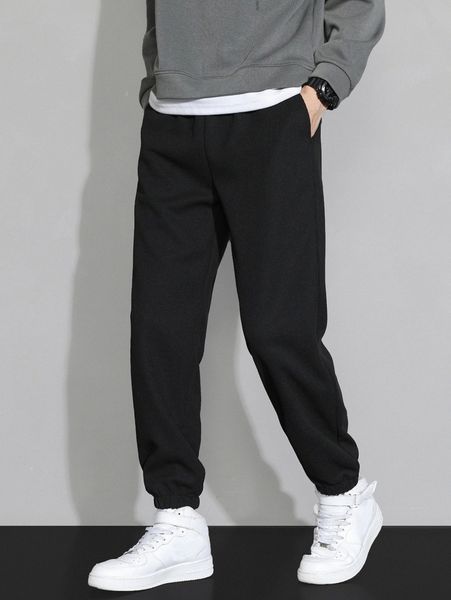 

men slant pocket carrot pants 42xx#, Black