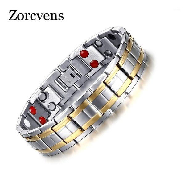 

modyle stainless steel healthy magnet bracelet men jewelry bio energy magnetotherapy father's day gift1, Golden;silver