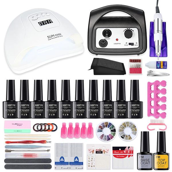 

nail art kits manicure set 35000rpm electric machine drill 54w uv led lamp dryer10/12 gel polish kit tool supplies